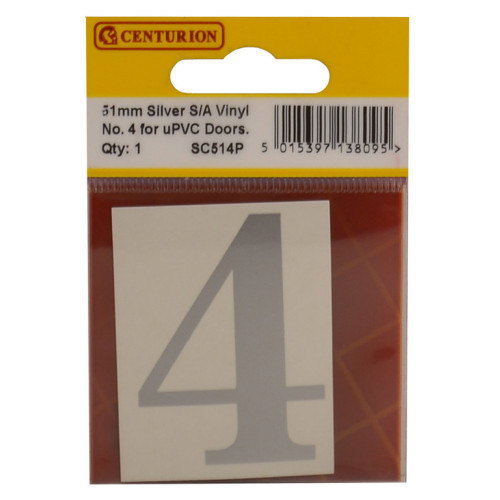Silver Font Vinyl Number 4 SC514P
