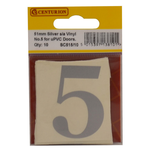 Silver Font Vinyl Number 5 (Pack of 10) SC515/10