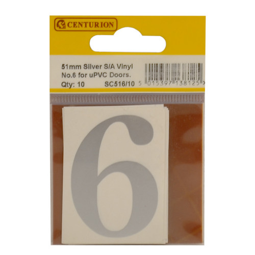 51mm Silver Traditional Font Vinyl 6 SC516/10