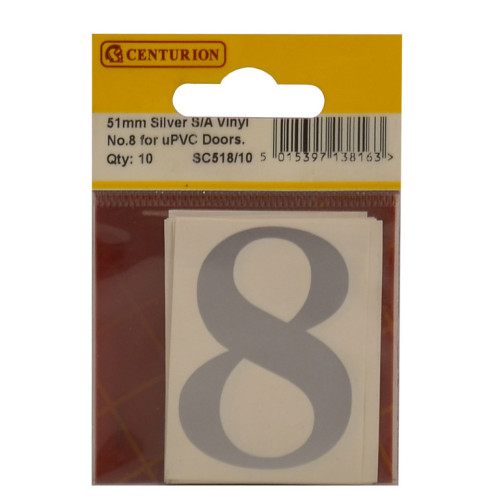 51mm Silver Traditional Font Vinyl 8 SC518/10