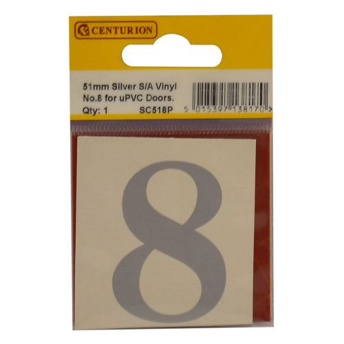 Silver Font Vinyl Number 8 SC518P