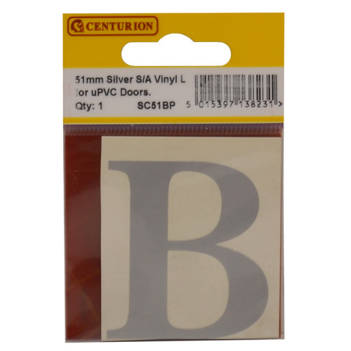 51mm Silver Traditional Font Vinyl Letter B SC51BP