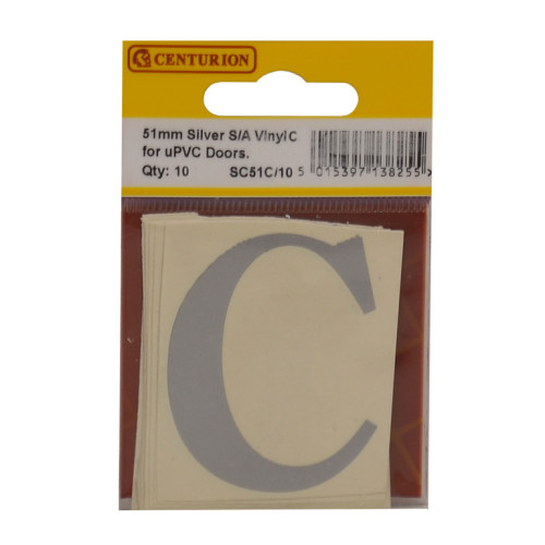 Silver Font Vinyl Letter C (Pack of 10) SC51C/10