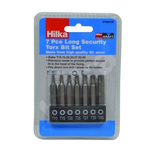 Hilka Long Security Torx Bit Set, 7pc