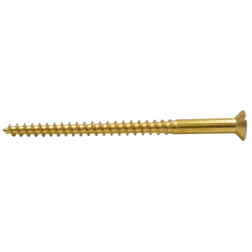 3" x 10 Slotted Brass Woodscrew - Countersunk Head - (100)