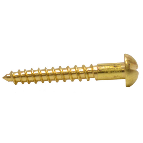 1" x 6 Slotted Round Head Woodscrew - Solid Brass - (200)