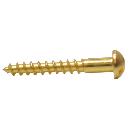 1 1/4" x 8 Slotted Round Head Woodscrew - Solid Brass - (200)