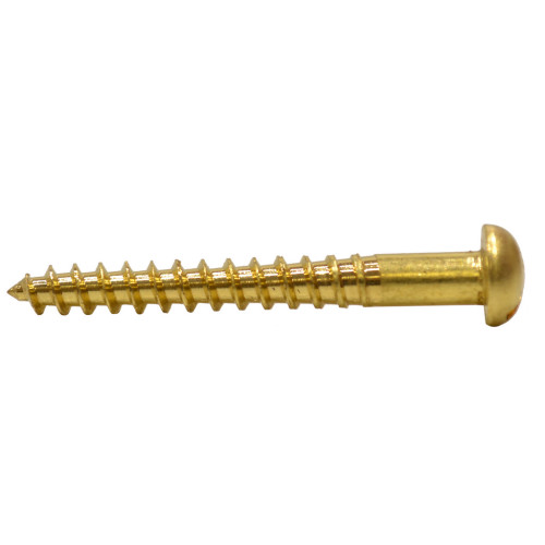 1 1/2" x 8 Slotted Round Head Woodscrew - Solid Brass - (200)