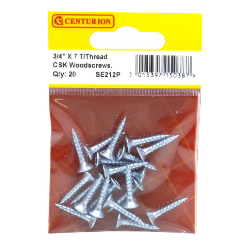 3/4" x 7 ZP Cross Recessed Hardened Twin Thread Woodscrews with Countersunk Head (Pack of 20)