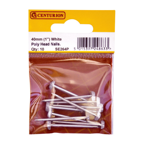 30mm White Poly Head Nails (Pack of 10)