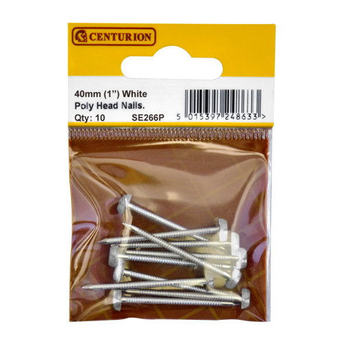 40mm White Poly Head Nails (Pack of 10)