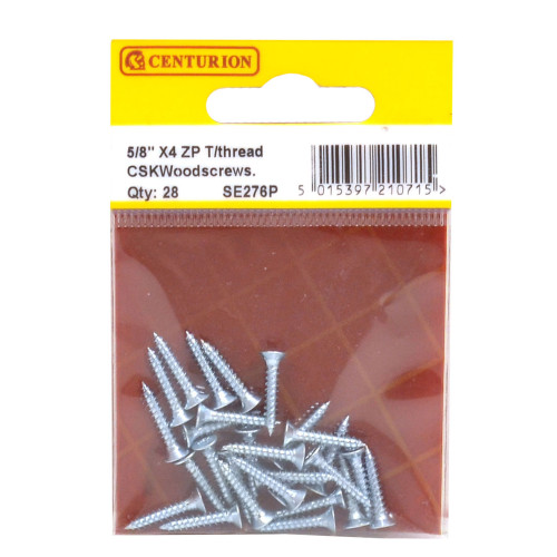 5/8" x 4 ZP Cross Recessed Hardened Twin Thread Woodscrews with Countersunk Head (Pack of 28)