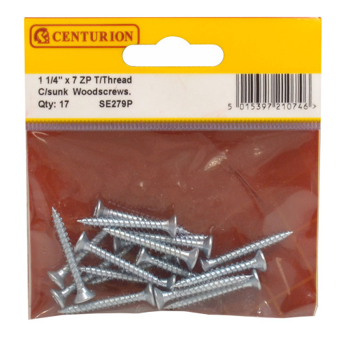 1 1/4" x 7 ZP Cross Recessed Hardened Twin Thread Woodscrews with Countersunk Head (Pack of 17)