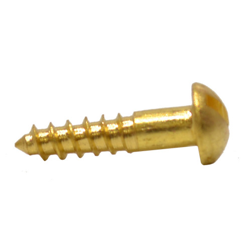 1/2" x 4 Slotted Round Head Woodscrew - Solid Brass - (200)
