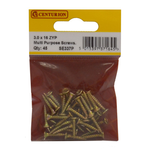 3mm x 16mm ZYP Multi Purpose Single Thread Countersunk Pozi Screws (Pack of 45)