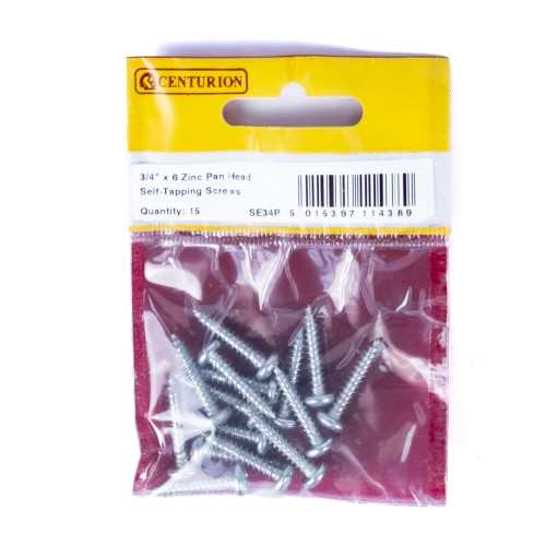 Pozi Pan Head Self Tapping Screws, &Acirc;&frac34;" x 6, ZP