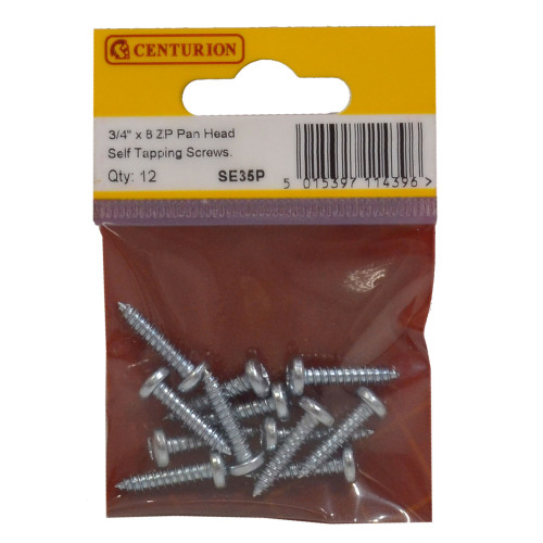 Pozi Pan Head Self Tapping Screws, Â¾" x 8, ZP