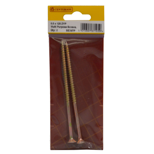 Multi Purpose Pozi Countersunk Screws, 6 x 120mm, Zinc Yellow Passivated