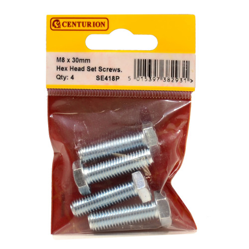 M8 x 30mm Hex Head Set Screws (Pack of 4)