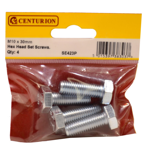 M10 x 30mm Hex Head Set Screws (Pack of 4)