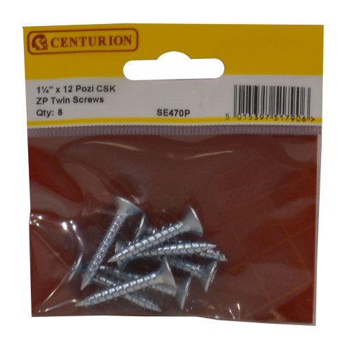 1 1/4" x 12 Pozi CSK ZP Twin Screws - 8 pack