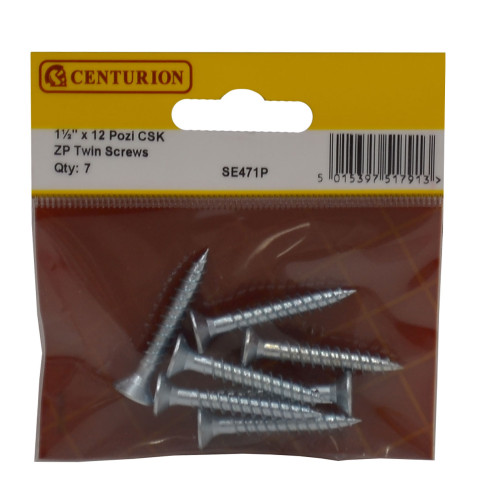1 1/2" x 12 Pozi CSK ZP Twin Screws 7 pack