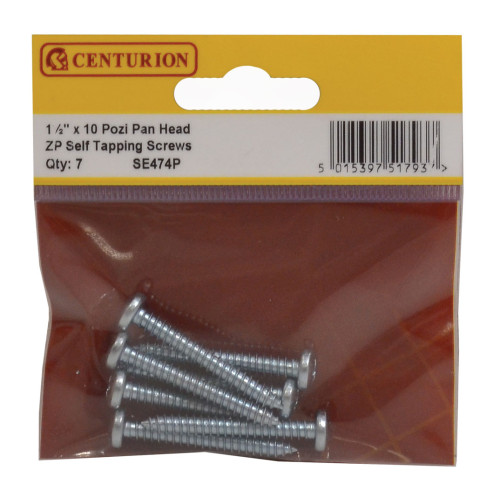 Pozi Pan Head Self Tapping Screws, 1Â½" x 10, ZP