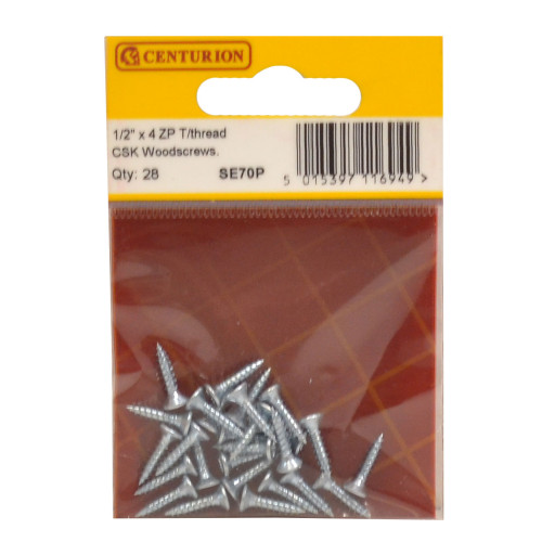 1/2" x 4 ZP Cross Recessed Hardened Twin Thread Woodscrews with Countersunk Head (Pack of 28)