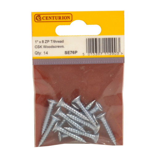 1" x 8 ZP Cross Recessed Countersunk Hardened Twin Thread Screws Zinc Plated (Pack of 14)