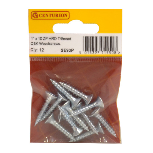 1" x 10 ZP Cross Recessed Hardened Twin Thread Woodscrews with Countersunk Head (Pack of 12)