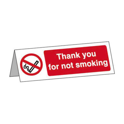 Thank You For Not Smoking Desk Sign 1.2mm Recyclable PP (150 x 50mm)