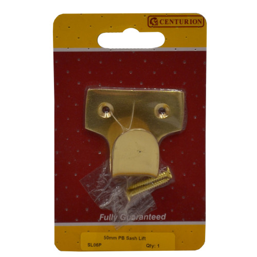 Solid Brass Sash Lifts, Polished Brass, 50mm