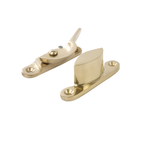 Solid Brass Locking Sash Fastener, Polished Brass, 60mm