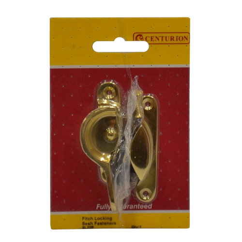 Solid Brass Locking Sash Fastener, Polished Brass, 60mm