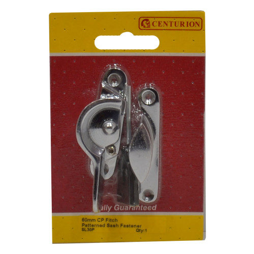 Solid Brass Locking Sash Fastener, Chrome Plated, 60mm