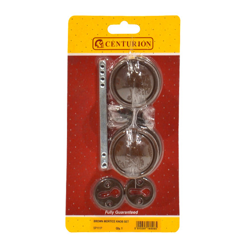 Plastic Rim Mortice Knob Set, Brown, 45mm Dia.