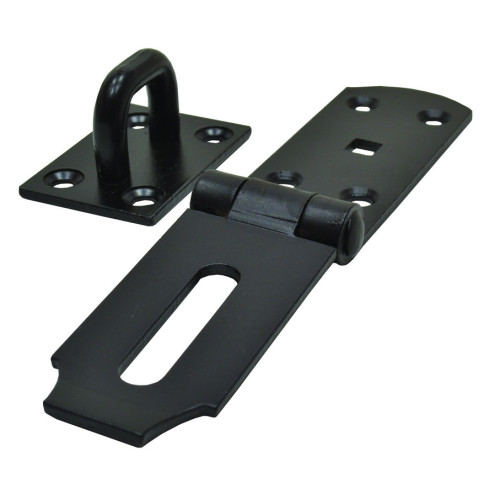 Heavy Duty Safety Hasp and Staple, Black, 200mm