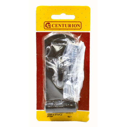 Heavy Duty Safety Hasp and Staple, Black, 200mm