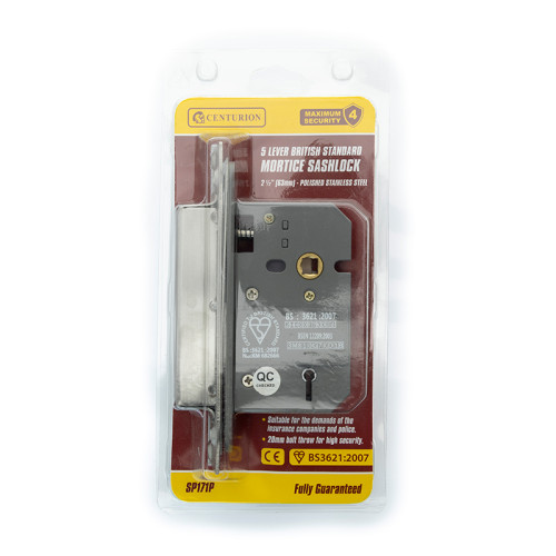 5 Lever Mortice Sashlocks, Zinc Plated, 63mm