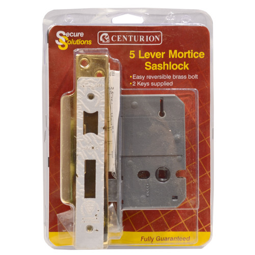 5 Lever Mortice Sashlocks, Polished Brass, 63mm