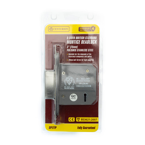 75mm (3") Chromed 5 Lever BS3621 Mortice Dead Lock