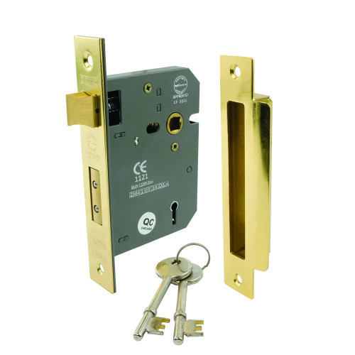 5 Lever Mortice Sashlocks, Brassed, 75mm