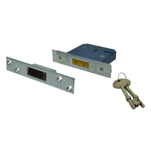 5 Lever Mortice Deadlocks, Satin Chrome Plated, 75mm