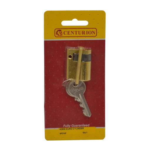 Single Euro Profile Cylinders, Polished Brass, 40mm