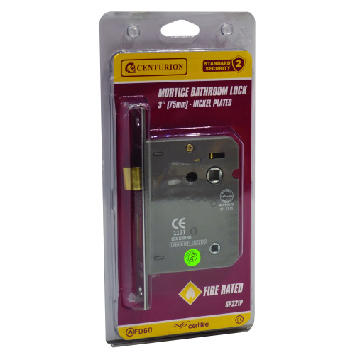 Mortice Bathroom Locks, Nickel Plated, 75mm