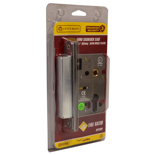 Euro Sash Lock Case, Satin Chrome Plated, 63mm