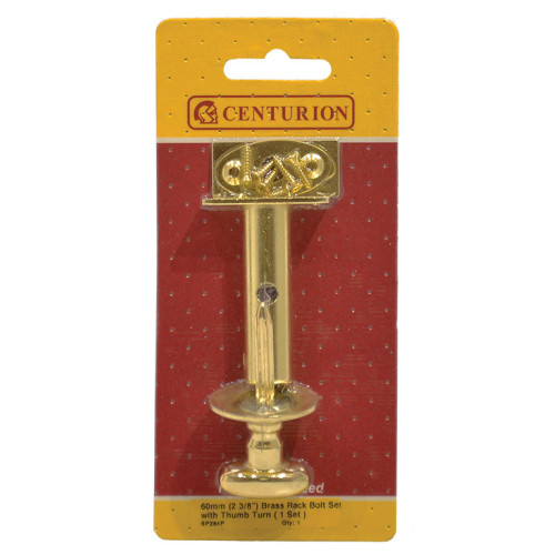 Thumb Turn Rack Bolt Set, Brass, 60mm