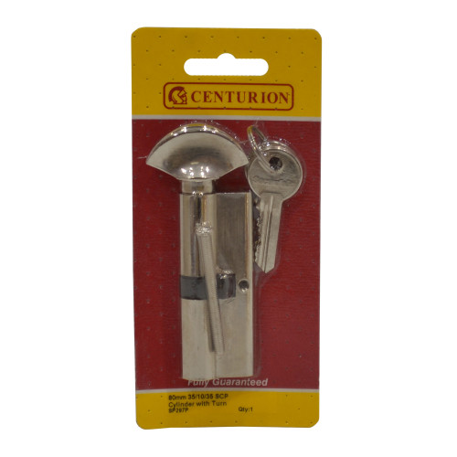 Euro Profile Cylinder and Turn, Nickel Plated, 80mm