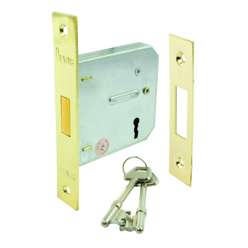 3 Lever Mortice Deadlocks, Brassed, 75mm