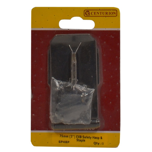 Safety Hasp and Staples, Epoxy Black, 75mm